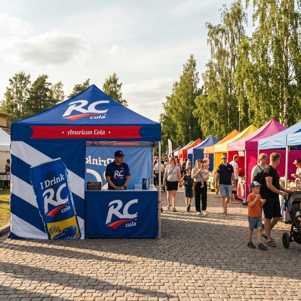 RC cola digiapdruka Pop Up telts