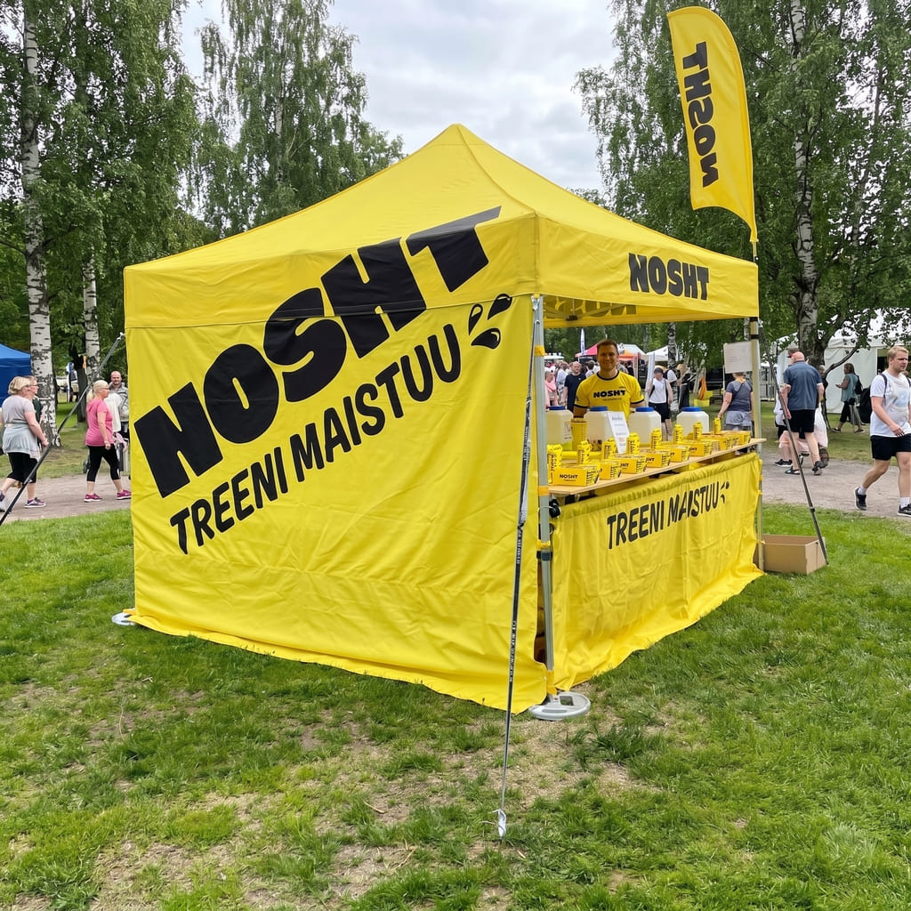 nosht Pop Up telts apdruka