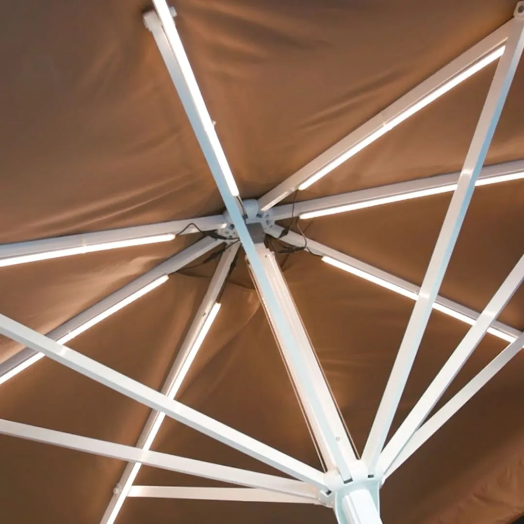 saulessargsdetalj med LED-belysning