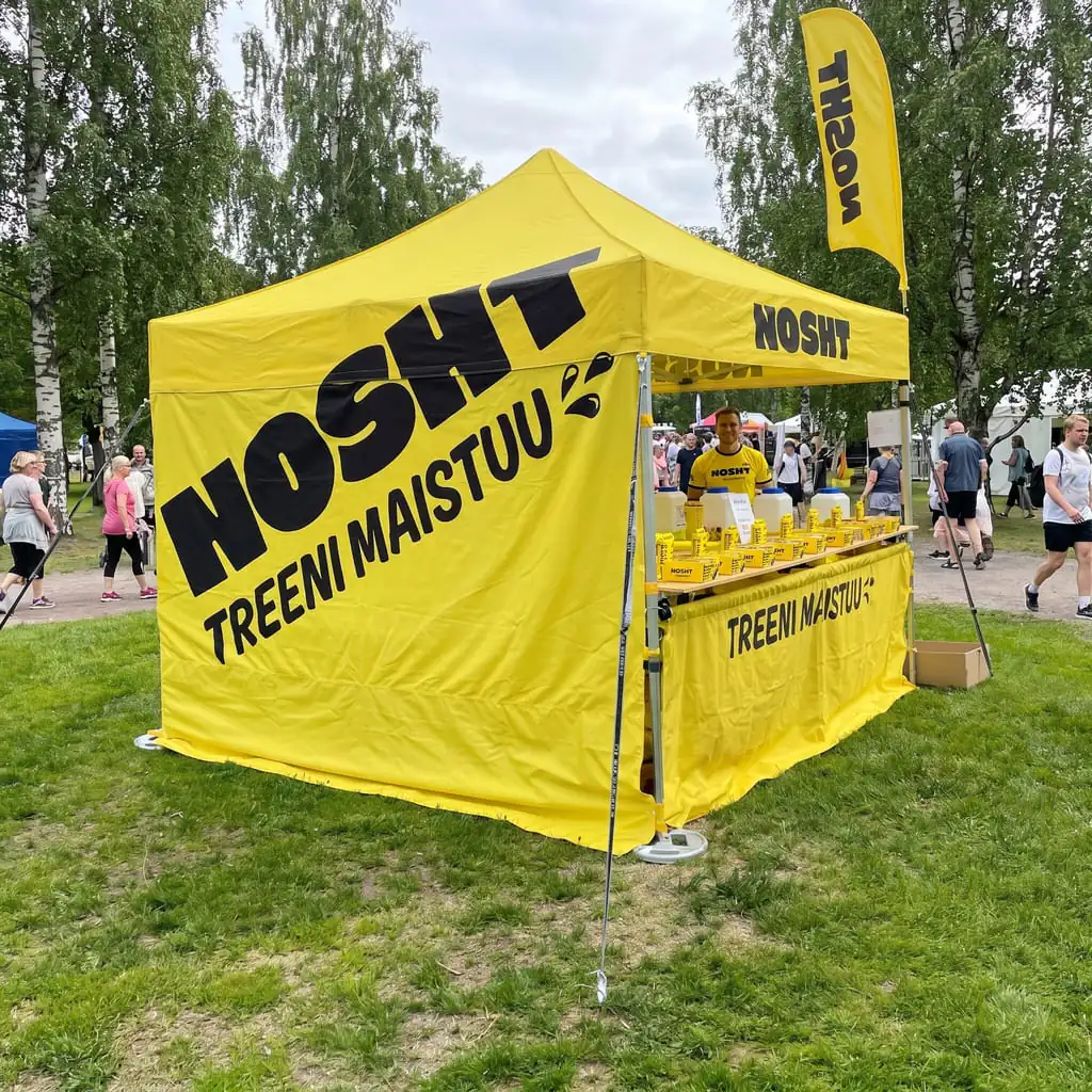 nosht Pop Up telts apdruka